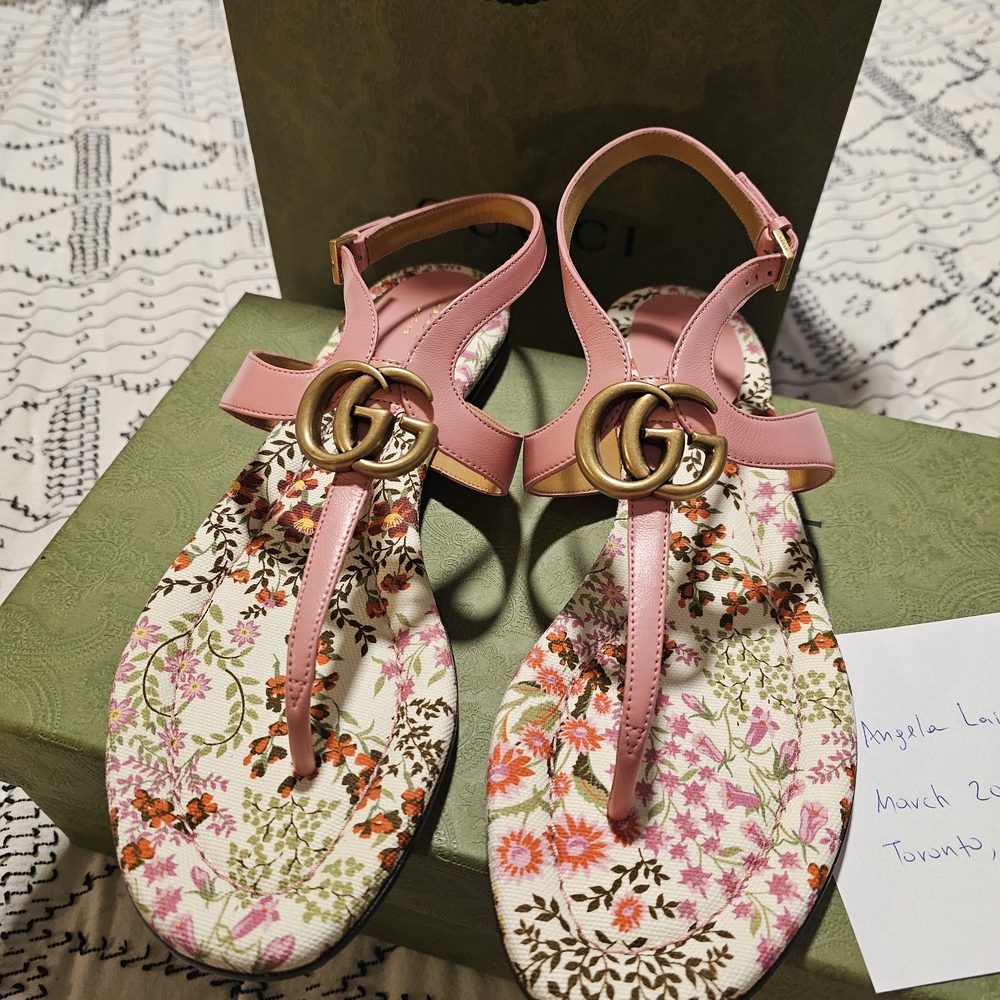 Gucci Pink Floral Women's Sandals